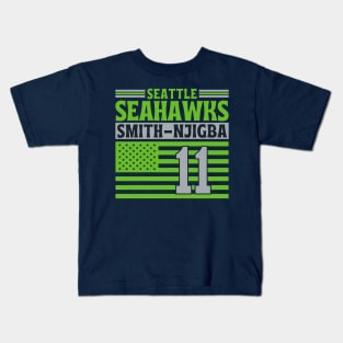 Seattle Seahawks Smith-Njigba 11 American Flag Football Kids T-Shirt